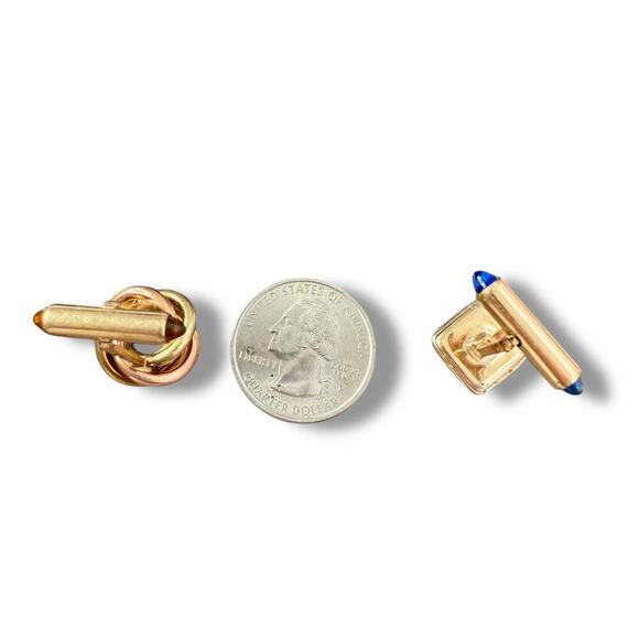 VINTAGE LOT OF 2 pcs KREMENTZ YELLOW GOLD FILLED CUFFLINKS - Picture 9 of 9